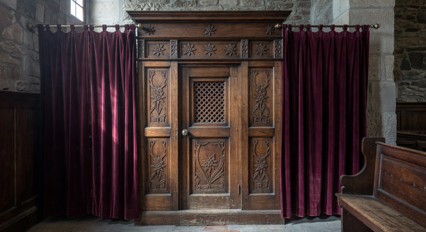 Confessionnal en bois sculpte dans une eglise de Savoie