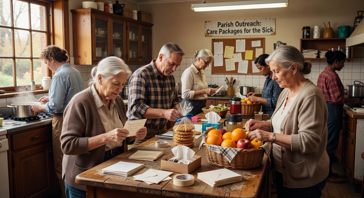 Groupe de benevoles de la pastorale de la sante lors d'une rencontre de formation en paroisse