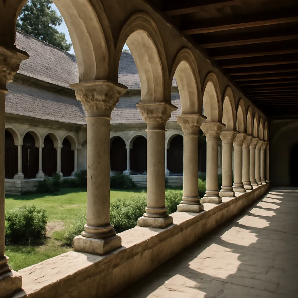 Moines cisterciens chantant l'office liturgique dans l'église abbatiale de Tamié en Savoie, lumière des vitraux