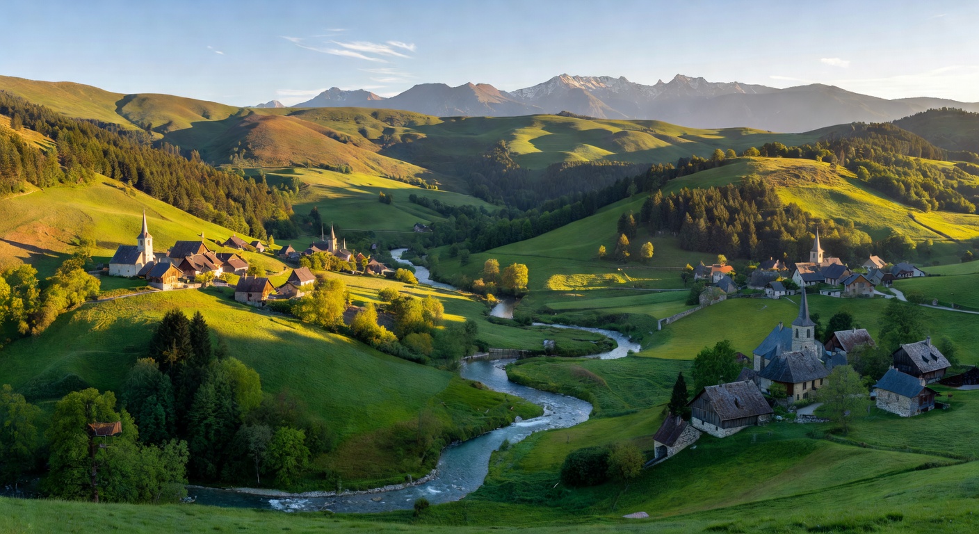 Vue panoramique des eglises de Savoie