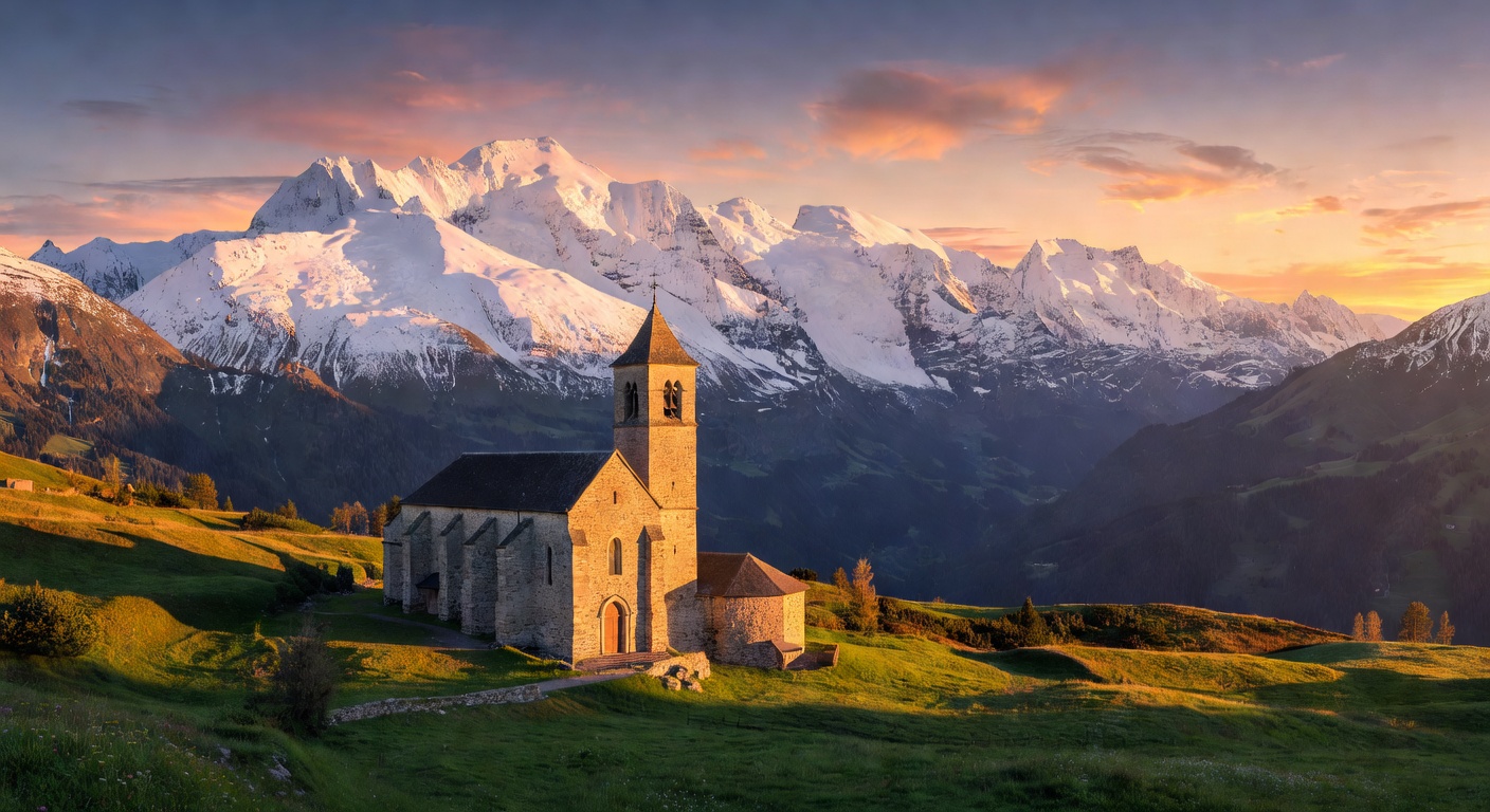 Eglise savoyarde au pied des montagnes