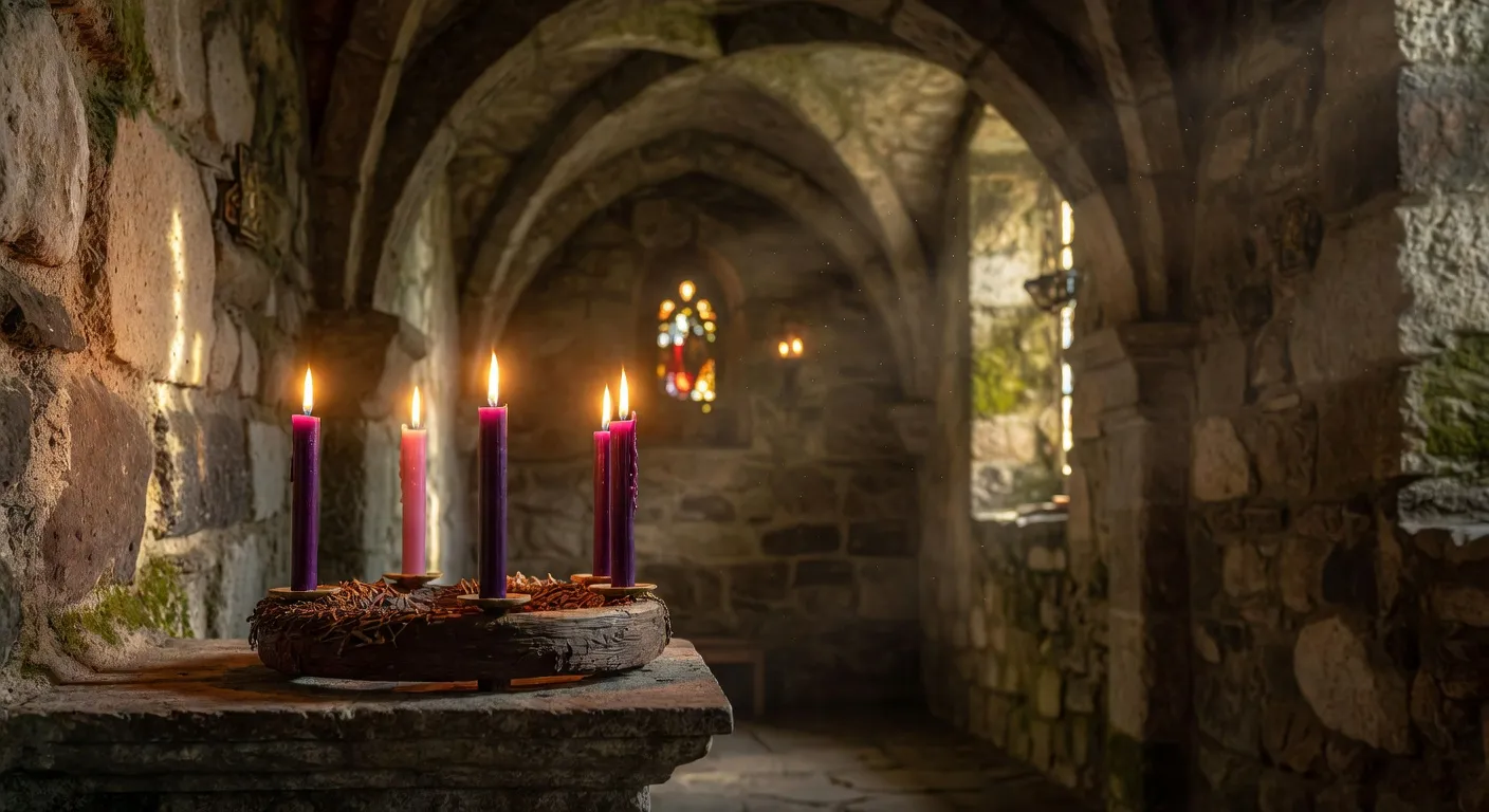 Bougies de l'Avent dans une église savoyarde